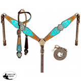 Showman® Teal Leather with Brown Hair on Cowhide - Country Scene Saddlery and Pet Supplies