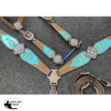 Showman® Teal Leather with Brown Hair on Cowhide - Country Scene Saddlery and Pet Supplies