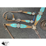Showman® Teal Leather with Brown Hair on Cowhide - Country Scene Saddlery and Pet Supplies