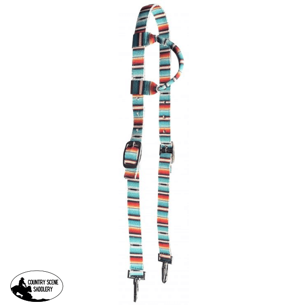 Showman ® Teal Serape Nylon One Ear Headstall. Nylon/Synthetic Headstalls