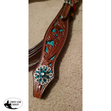 New! Showman ® Teal Snake Headstall And Breast Collar Set With Crystal Rhinestones.