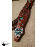 Showman ® Teal snake headstall and breast collar set with crystal rhinestones. - Country Scene Saddlery and Pet Supplies