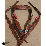 Showman ® Teal snake headstall and breast collar set with crystal rhinestones. - Country Scene Saddlery and Pet Supplies