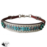 New! Showman ® Teal/white Navaho Print Wither Strap.
