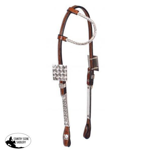 New! Showman ® Tooled Argentina Cow Leather Show Headstall With Silver Ear.