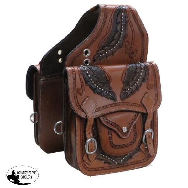 Showman ® Tooled Leather Saddle Bag. Saddle Bags