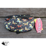 Showman ® Tribal Running Horse Print Insulated Nylon Saddle Pouch.