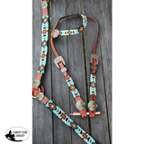 Showman ® Turquoise and Orange Beaded Aztec Headstall and Breastcollar Set. - Country Scene Saddlery and Pet Supplies