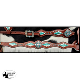 Showman ® Turquoise and White leather laced. - Country Scene Saddlery and Pet Supplies