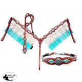 Showman ® Turquoise and White leather laced. - Country Scene Saddlery and Pet Supplies