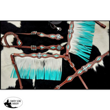 Showman ® Turquoise and White leather laced. - Country Scene Saddlery and Pet Supplies