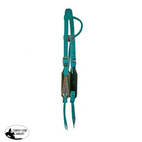 Showman® Turquoise Nylon Headstall And Breastcollar Set With Bronze Crocodile Print Overlay