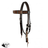 Showman ® Two Tone Argentina Cow Leather Browband Headstall with Aztec Beaded Inlays - Country Scene Saddlery and Pet Supplies