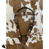 Showman ® Two Tone Argentina Cow Leather Browband Headstall with Aztec Beaded Inlays - Country Scene Saddlery and Pet Supplies