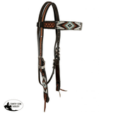 New! Showman ® Two Tone Argentina Cow Leather Browband Headstall with Southwest Beaded Inlays - Country Scene Saddlery and Pet Supplies