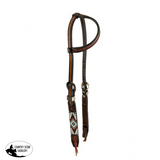 Showman ® Two Tone Argentina Cow Leather One Ear Headstall with Southwest Beaded Inlays - Country Scene Saddlery and Pet Supplies