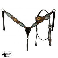 Showman ® Two Tone Leather Headstall & Breastcollar Set