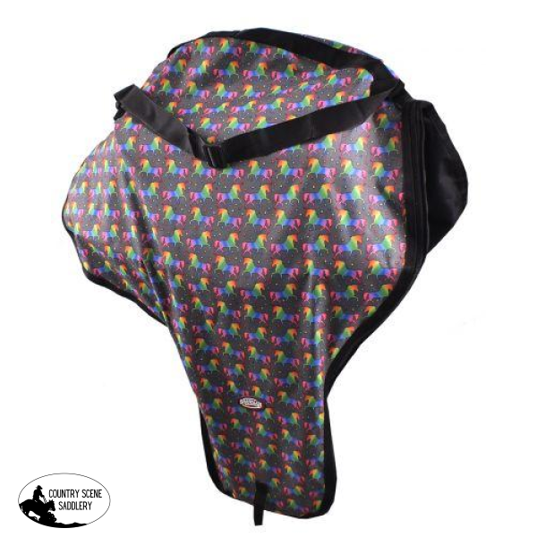 New! Showman ® Unicorn Printed Western Saddle Carry Case With Strap. Saddle Carriers