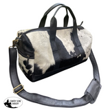 Showman ® White and Black hair on cowhide overnighter Duffle Bag. - Country Scene Saddlery and Pet Supplies