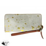 Showman ® White and Gold Printed Hair on Cowhide Clutch - Country Scene Saddlery and Pet Supplies