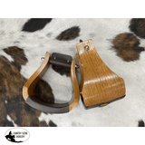 Showman ® Wide Polished Solid Oak Wooden stirrups feature 4" tread - Country Scene Saddlery and Pet Supplies