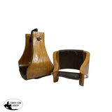 Showman ® Wide Polished Solid Oak Wooden stirrups feature 4" tread - Country Scene Saddlery and Pet Supplies