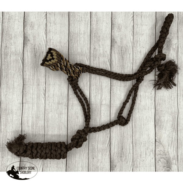 Showman ® Woven Brown Nylon Mule Tape Halter With Mohair Noseband Mulr Halters