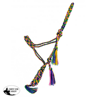 Showman® Woven Rainbow Color Nylon Mule Tape Halter With Removable Lead. Mule Tape Halters