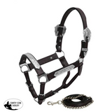 *Showman ® Yearling Size double stitched leather show halter. - Country Scene Saddlery and Pet Supplies