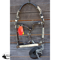 *Showman ® Yearling/Small Horse Dark Leather Show Halter With Lead.