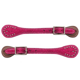 New! Showman ® Youth Glitter Leather Spur Straps. / Pink Show Saddles