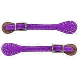 New! Showman ® Youth Glitter Leather Spur Straps. / Purple Show Saddles