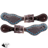 Showman ® Youth leather spur straps basketweave tooling. - Country Scene Saddlery and Pet Supplies