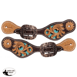 New! Showman ® Youth Leather Spur Straps With Turquoise Inlay. Show Saddles