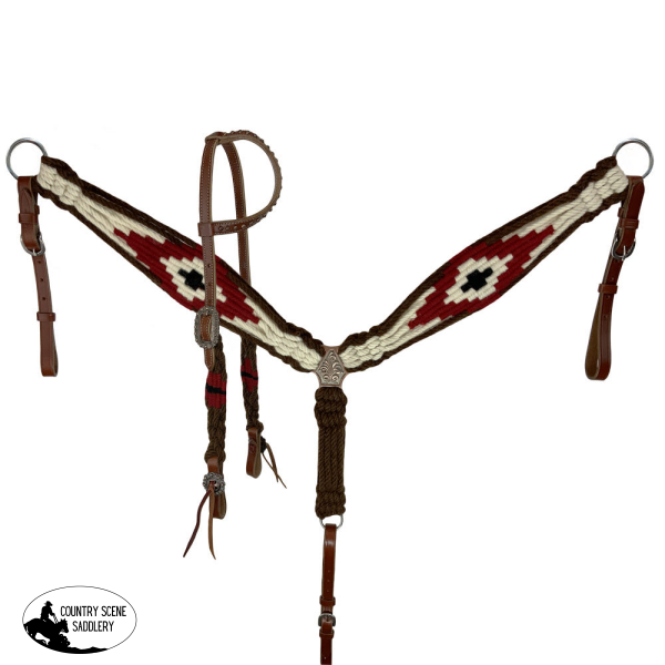 Showman Redend Point Corded One Ear Headstall And Breastcollar Set Tack Sets