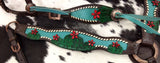 Showman ®Painted Cactus with 3D flower accent one ear headstall breast collar set. - Country Scene Saddlery and Pet Supplies