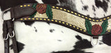 Showman ®® Hand Painted Rose tripping collar with gold snakeskin inlay - Country Scene Saddlery and Pet Supplies
