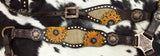 Showman ®® One Ear Headstall & Breastcollar set w/ burlap inlay with painted sunflower accent. - Country Scene Saddlery and Pet Supplies