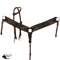 Showman Sunset Corded Mohair One Ear Headstall And Breastcollar Set Tack Sets