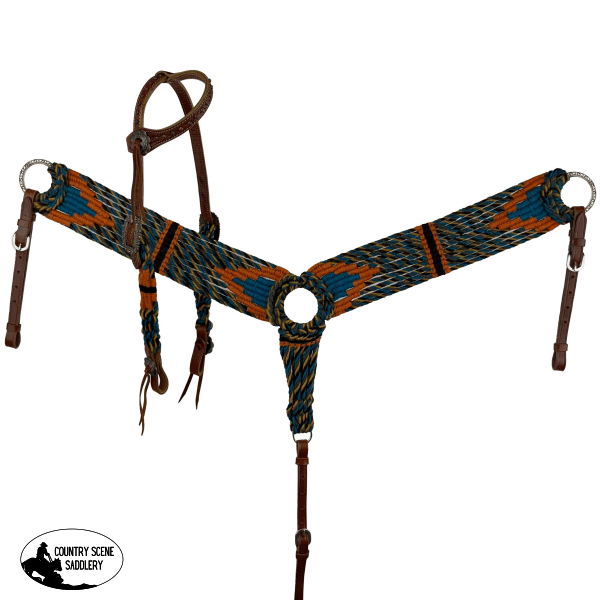 Showman Sunset Corded Mohair One Ear Headstall And Breastcollar Set Tack Sets