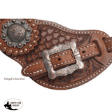 New! Showman® Mens Size Argentina Cow Leather Crossed Guns Concho Spur.