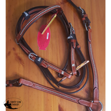 Showman® Mini Size Medium Leather Headstall And Breast Collar Set With Silver Studs.