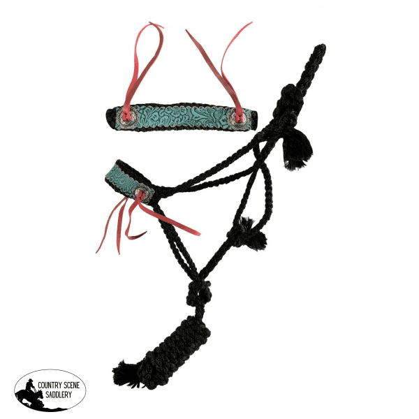Showman® Woven Black Nylon Mule Tape Halter With Embossed Accent On The Noseband. Mule Tape Halters