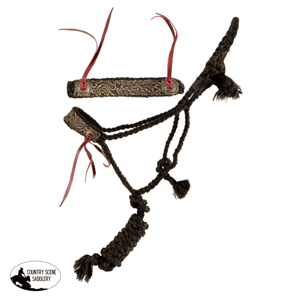 Showman® Woven Brown Nylon Mule Tape Halter With Embossed Accent On The Noseband. Mule Tape Halters