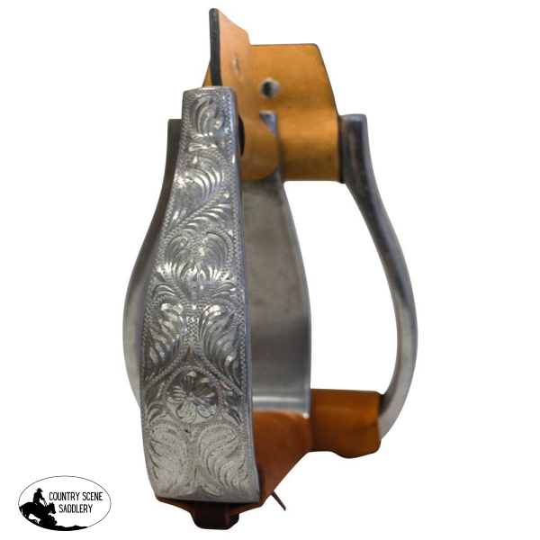 Silver Engraved Oxbows Stirrups