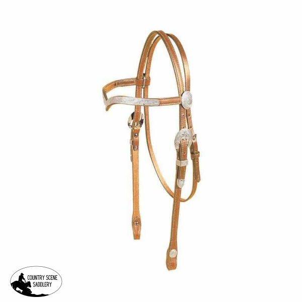 New! Silver Large V Brow Bridle Posted* Tan