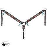 SILVER ROYAL BLUE AND PINK FLORAL BREASTCOLLAR - Country Scene Saddlery and Pet Supplies