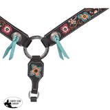SILVER ROYAL BLUE AND PINK FLORAL BREASTCOLLAR - Country Scene Saddlery and Pet Supplies