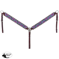 Silver Royal Purple And Blue Sunflower Breastcollar Western Bridle