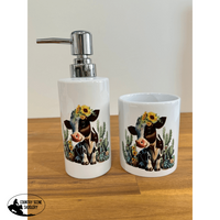 Soap Dispenser & Toothbrush Holder - Cactus Cow Bathroom